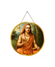 Adhi Shankaracharya 12x12 Inch Round Religious Photo Frame | Spiritual Wall Decor For Home Temple, Pooja Room & Office | Divine Wall Art Picture For Worship, Meditation & Gift (F13447)