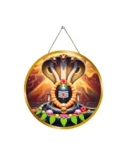 Shiva Lingam 12x12 Inch Round Religious Photo Frame | Spiritual Wall Decor For Home Temple, Pooja Room & Office | Divine Wall Art Picture For Worship, Meditation & Gift (F13450)