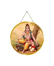 Ayyappa Swami 12x12 Inch Round Religious Photo Frame | Spiritual Wall Decor For Home Temple, Pooja Room & Office | Divine Wall Art Picture For Worship, Meditation & Gift (F13451)