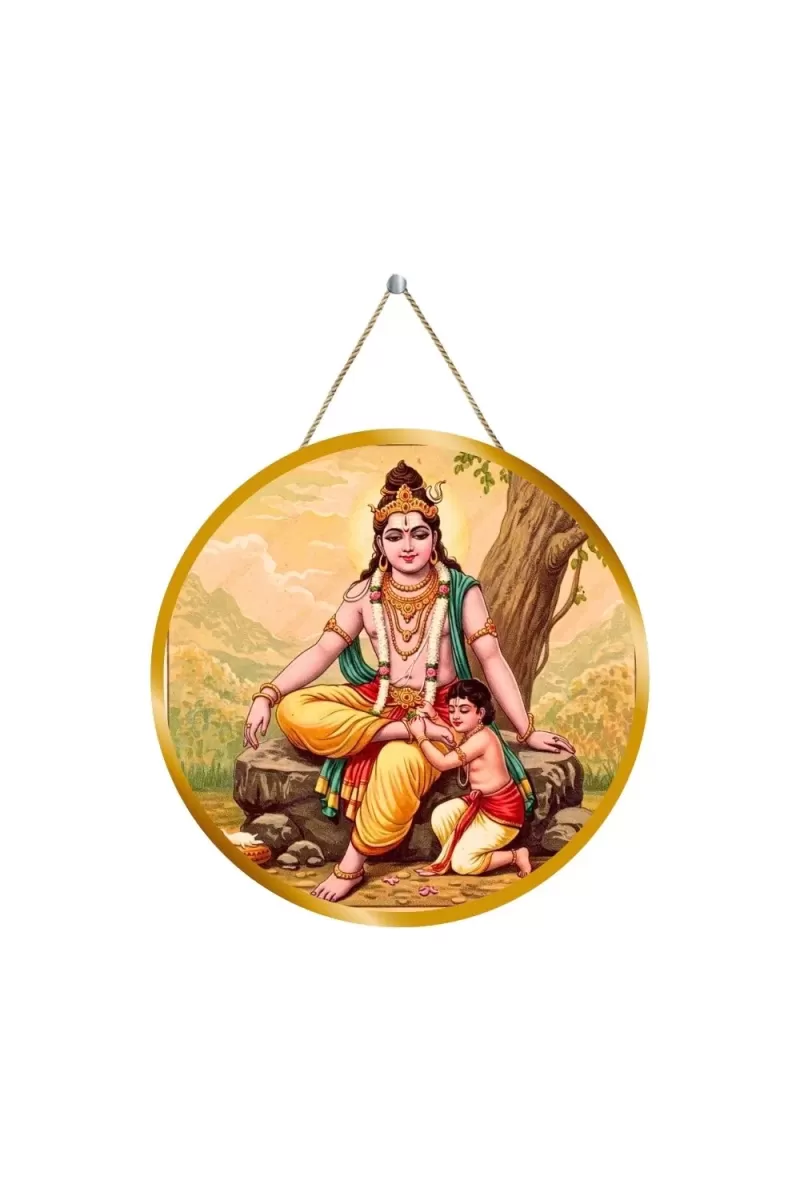 Ayyappa Swami 12x12 Inch Round Religious Photo Frame | Spiritual Wall Decor For Home Temple, Pooja Room & Office | Divine Wall Art Picture For Worship, Meditation & Gift (F13451)