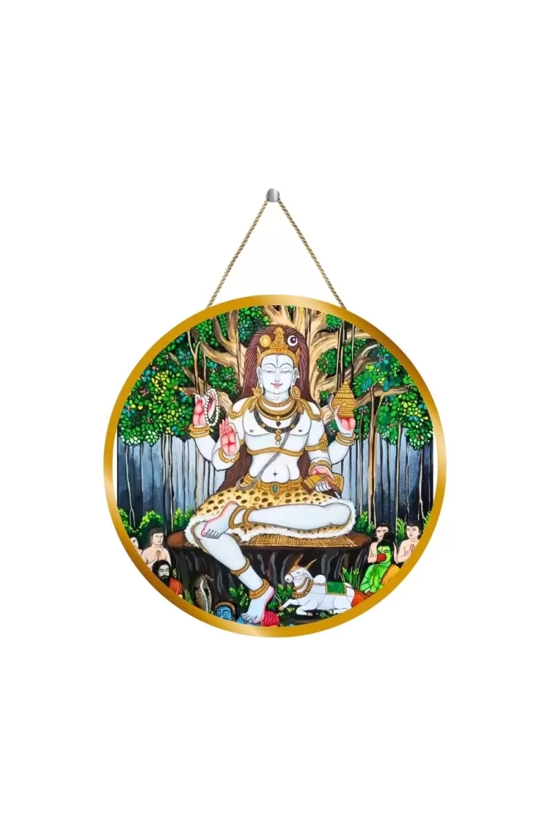Lord Shiva 12x12 Inch Round Religious Photo Frame | Spiritual Wall Decor For Home Temple, Pooja Room & Office | Divine Wall Art Picture For Worship, Meditation & Gift (F13454)