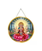 Goddess Gayatri Matha 12x12 Inch Round Religious Photo Frame | Spiritual Wall Decor For Home Temple, Pooja Room & Office | Divine Wall Art Picture For Worship, Meditation & Gift (F13459)