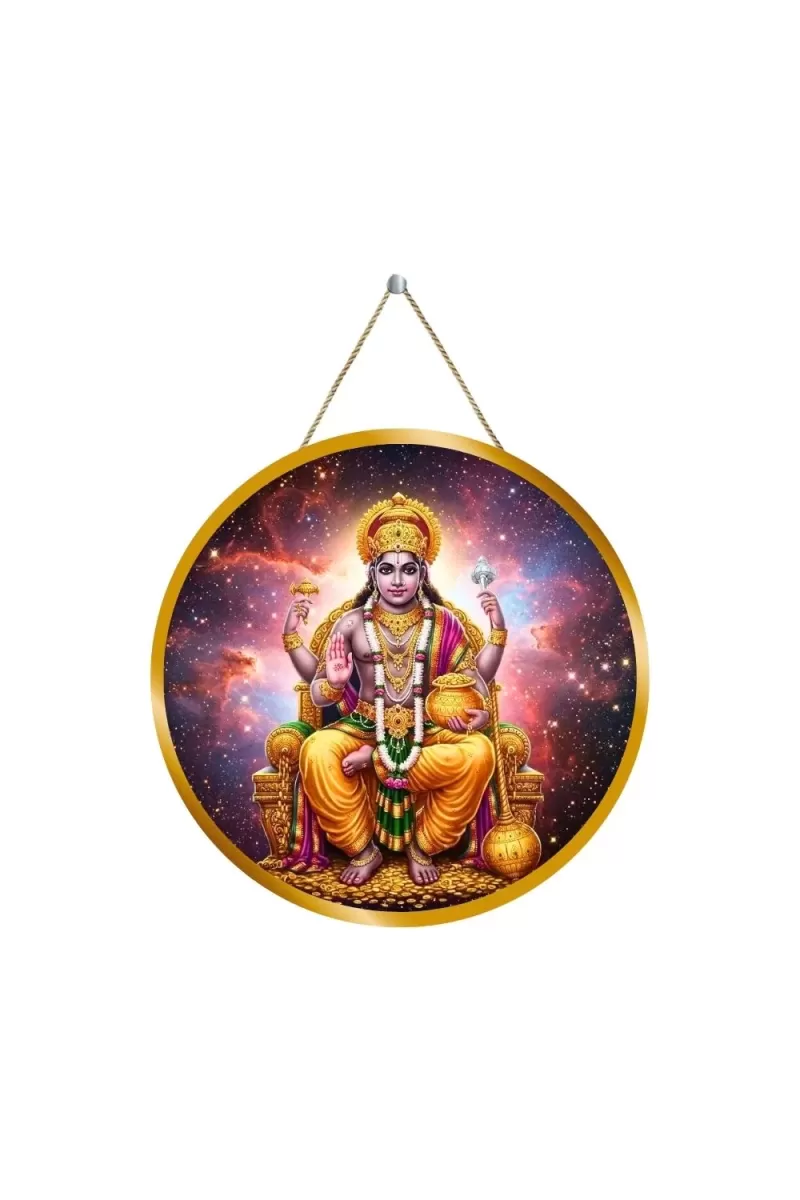 Kubera 12x12 Inch Round Religious Photo Frame | Spiritual Wall Decor For Home Temple, Pooja Room & Office | Divine Wall Art Picture For Worship, Meditation & Gift (F13461)
