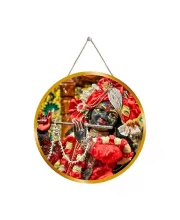 Lord Krishna 12x12 Inch Round Religious Photo Frame | Spiritual Wall Decor For Home Temple, Pooja Room & Office | Divine Wall Art Picture For Worship, Meditation & Gift (F13465)