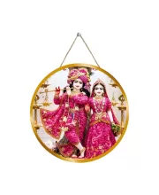 Radha Krishna 12x12 Inch Round Religious Photo Frame | Spiritual Wall Decor For Home Temple, Pooja Room & Office | Divine Wall Art Picture For Worship, Meditation & Gift (F13467)
