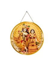 Radha Krishna 12x12 Inch Round Religious Photo Frame | Spiritual Wall Decor For Home Temple, Pooja Room & Office | Divine Wall Art Picture For Worship, Meditation & Gift (F13468)