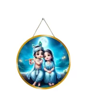 Radha Krishna 12x12 Inch Round Religious Photo Frame | Spiritual Wall Decor For Home Temple, Pooja Room & Office | Divine Wall Art Picture For Worship, Meditation & Gift (F13471)