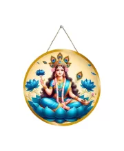 Goddess Lakshmi 12x12 Inch Round Religious Photo Frame | Spiritual Wall Decor For Home Temple, Pooja Room & Office | Divine Wall Art Picture For Worship, Meditation & Gift (F13472)