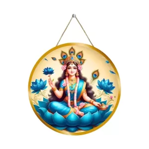 Goddess Lakshmi 12x12 Inch Round Religious Photo Frame | Spiritual Wall Decor For Home Temple, Pooja Room & Office | Divine Wall Art Picture For Worship, Meditation & Gift (F13472)