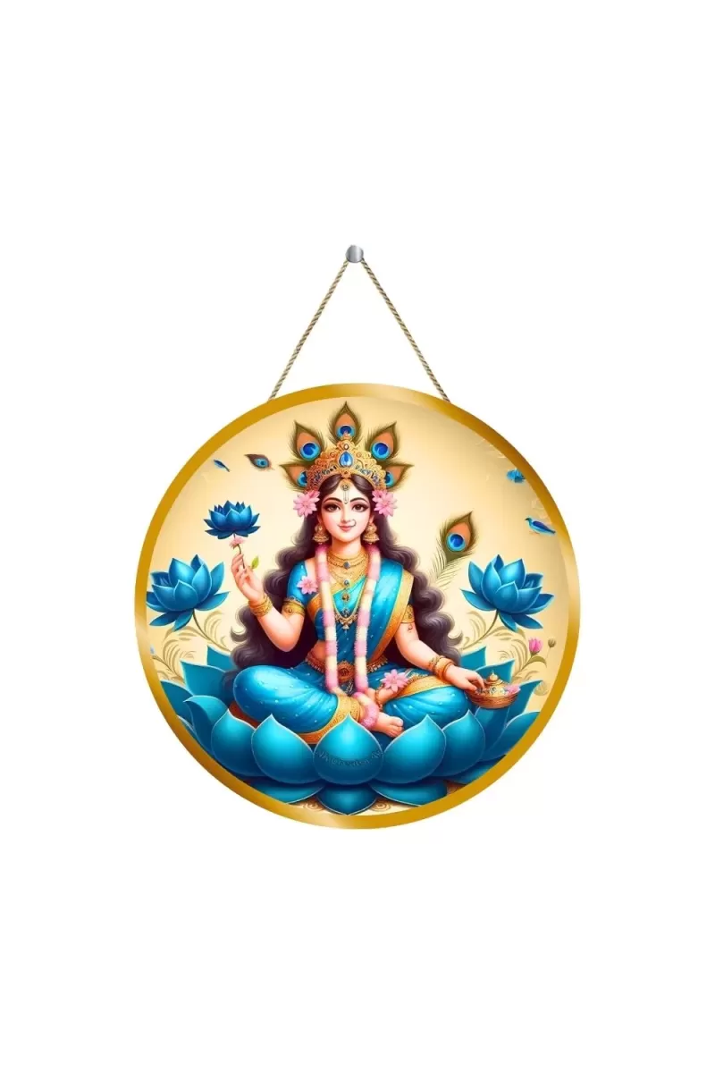 Goddess Lakshmi 12x12 Inch Round Religious Photo Frame | Spiritual Wall Decor For Home Temple, Pooja Room & Office | Divine Wall Art Picture For Worship, Meditation & Gift (F13472)