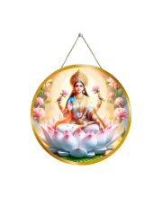 Goddess Lakshmi 12x12 Inch Round Religious Photo Frame | Spiritual Wall Decor For Home Temple, Pooja Room & Office | Divine Wall Art Picture For Worship, Meditation & Gift (F13474)