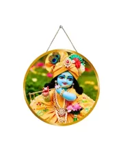 Little Krishna 12x12 Inch Round Religious Photo Frame | Spiritual Wall Decor For Home Temple, Pooja Room & Office | Divine Wall Art Picture For Worship, Meditation & Gift (F13475)