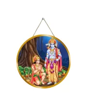 Lord Rama Hanuman 12x12 Inch Round Religious Photo Frame | Spiritual Wall Decor For Home Temple, Pooja Room & Office | Divine Wall Art Picture For Worship, Meditation & Gift (F13479)