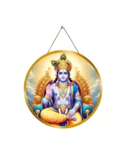 Lord Krishna 12x12 Inch Round Religious Photo Frame | Spiritual Wall Decor For Home Temple, Pooja Room & Office | Divine Wall Art Picture For Worship, Meditation & Gift (F13481)