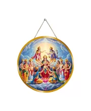 Durga Matha 12x12 Inch Round Religious Photo Frame | Spiritual Wall Decor For Home Temple, Pooja Room & Office | Divine Wall Art Picture For Worship, Meditation & Gift (F13482)