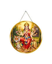Durga Matha 12x12 Inch Round Religious Photo Frame | Spiritual Wall Decor For Home Temple, Pooja Room & Office | Divine Wall Art Picture For Worship, Meditation & Gift (F13483)