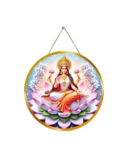 Goddess  Lakshmi 12x12 Inch Round Religious Photo Frame | Spiritual Wall Decor For Home Temple, Pooja Room & Office | Divine Wall Art Picture For Worship, Meditation & Gift (F13486)