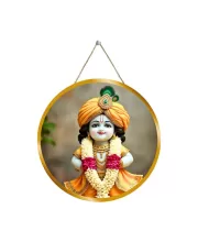 Lord Krishna 12x12 Inch Round Religious Photo Frame | Spiritual Wall Decor For Home Temple, Pooja Room & Office | Divine Wall Art Picture For Worship, Meditation & Gift (F13489)