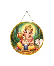 Lord Ganesha 12x12 Inch Round Religious Photo Frame | Spiritual Wall Decor For Home Temple, Pooja Room & Office | Divine Wall Art Picture For Worship, Meditation & Gift (F13498)