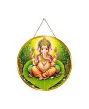 Lord Ganesha 12x12 Inch Round Religious Photo Frame | Spiritual Wall Decor For Home Temple, Pooja Room & Office | Divine Wall Art Picture For Worship, Meditation & Gift (F13499)