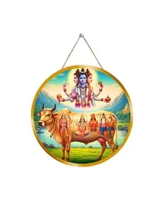 Lord Dattatreya 12x12 Inch Round Religious Photo Frame | Spiritual Wall Decor For Home Temple, Pooja Room & Office | Divine Wall Art Picture For Worship, Meditation & Gift (F13503)