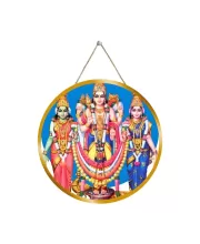 Murugan Valli Deivanai 12x12 Inch Round Religious Photo Frame | Spiritual Wall Decor For Home Temple, Pooja Room & Office | Divine Wall Art Picture For Worship, Meditation & Gift (F13505)