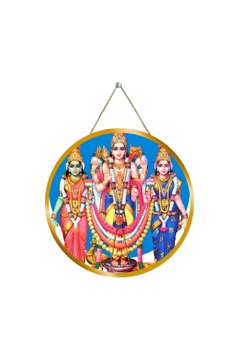 Murugan Valli Deivanai 12x12 Inch Round Religious Photo Frame | Spiritual Wall Decor For Home Temple, Pooja Room & Office | Divine Wall Art Picture For Worship, Meditation & Gift (F13505)
