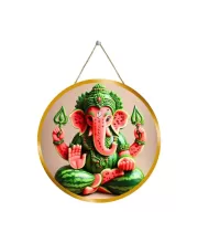 Lord Ganesha 12x12 Inch Round Religious Photo Frame | Spiritual Wall Decor For Home Temple, Pooja Room & Office | Divine Wall Art Picture For Worship, Meditation & Gift (F13509)