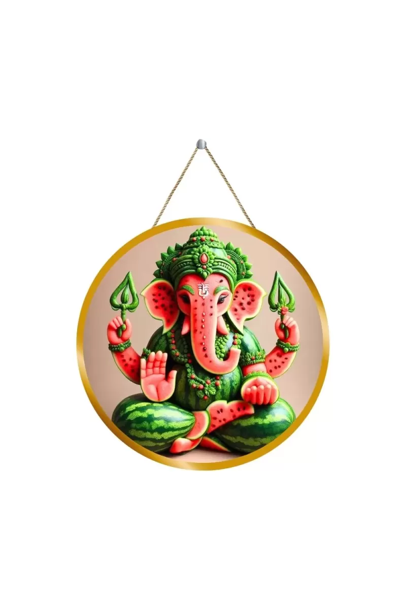 Lord Ganesha 12x12 Inch Round Religious Photo Frame | Spiritual Wall Decor For Home Temple, Pooja Room & Office | Divine Wall Art Picture For Worship, Meditation & Gift (F13509)