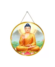 Serene Buddha 12x12 Inch Round Religious Photo Frame | Spiritual Wall Decor For Home Temple, Pooja Room & Office | Divine Wall Art Picture For Worship, Meditation & Gift (F13510)