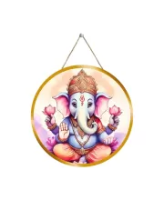 Lord Ganesha 12x12 Inch Round Religious Photo Frame | Spiritual Wall Decor For Home Temple, Pooja Room & Office | Divine Wall Art Picture For Worship, Meditation & Gift (F13511)