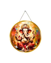 Lord Ganesha 12x12 Inch Round Religious Photo Frame | Spiritual Wall Decor For Home Temple, Pooja Room & Office | Divine Wall Art Picture For Worship, Meditation & Gift (F13512)