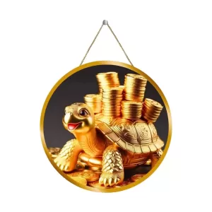 Feng Shui Dragon Turtle 12x12 Inch Round Religious Photo Frame | Spiritual Wall Decor For Home Temple, Pooja Room & Office | Divine Wall Art Picture For Worship, Meditation & Gift (F13513)