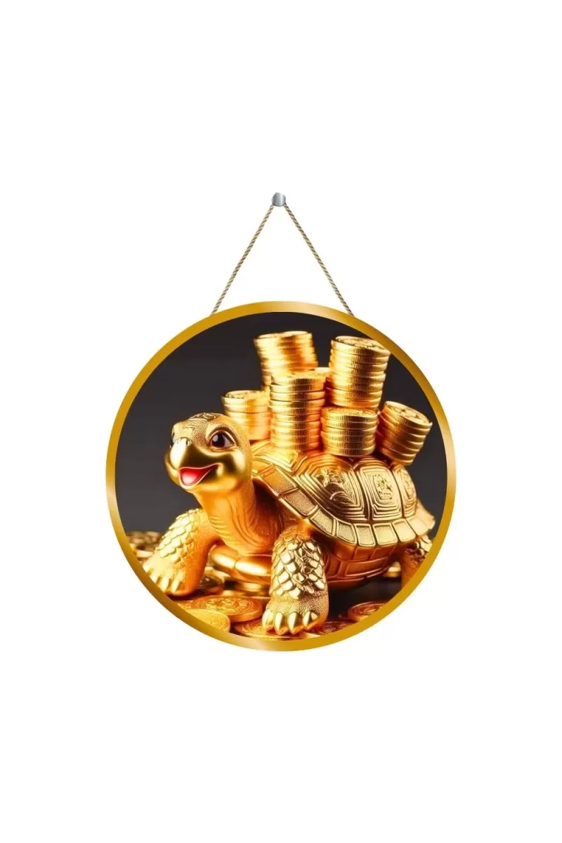 Feng Shui Dragon Turtle 12x12 Inch Round Religious Photo Frame | Spiritual Wall Decor For Home Temple, Pooja Room & Office | Divine Wall Art Picture For Worship, Meditation & Gift (F13513)