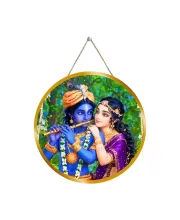 Radha Krishna 12x12 Inch Round Religious Photo Frame | Spiritual Wall Decor For Home Temple, Pooja Room & Office | Divine Wall Art Picture For Worship, Meditation & Gift (F13514)