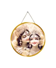 Radha Krishna 12x12 Inch Round Religious Photo Frame | Spiritual Wall Decor For Home Temple, Pooja Room & Office | Divine Wall Art Picture For Worship, Meditation & Gift (F13516)