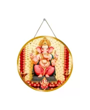 Lord Ganesha 12x12 Inch Round Religious Photo Frame | Spiritual Wall Decor For Home Temple, Pooja Room & Office | Divine Wall Art Picture For Worship, Meditation & Gift (F13518)