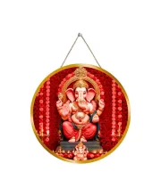 Lord Ganesha 12x12 Inch Round Religious Photo Frame | Spiritual Wall Decor For Home Temple, Pooja Room & Office | Divine Wall Art Picture For Worship, Meditation & Gift (F13519)