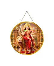 Goddess Durga 12x12 Inch Round Religious Photo Frame | Spiritual Wall Decor For Home Temple, Pooja Room & Office | Divine Wall Art Picture For Worship, Meditation & Gift (F13528)