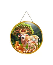 Gomatha 12x12 Inch Round Religious Photo Frame | Spiritual Wall Decor For Home Temple, Pooja Room & Office | Divine Wall Art Picture For Worship, Meditation & Gift (F13531)