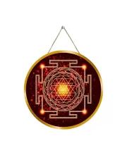 Shri Yantra Or Sri Chakra Symbol 12x12 Inch Round Religious Photo Frame | Spiritual Wall Decor For Home Temple, Pooja Room & Office | Divine Wall Art Picture For Worship, Meditation & Gift (F13532)