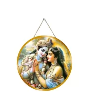 Radha Krishna 12x12 Inch Round Religious Photo Frame | Spiritual Wall Decor For Home Temple, Pooja Room & Office | Divine Wall Art Picture For Worship, Meditation & Gift (F13538)