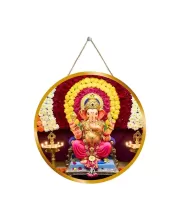Lord Ganesha 12x12 Inch Round Religious Photo Frame | Spiritual Wall Decor For Home Temple, Pooja Room & Office | Divine Wall Art Picture For Worship, Meditation & Gift (F13539)