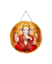 Lord Ganesha 12x12 Inch Round Religious Photo Frame | Spiritual Wall Decor For Home Temple, Pooja Room & Office | Divine Wall Art Picture For Worship, Meditation & Gift (F13540)
