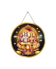 Lord Vishnu Lakshmi 12x12 Inch Round Religious Photo Frame | Spiritual Wall Decor For Home Temple, Pooja Room & Office | Divine Wall Art Picture For Worship, Meditation & Gift (F13549)