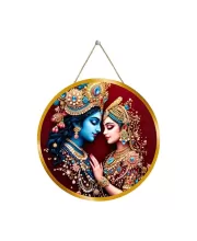 Radha Krishna 12x12 Inch Round Religious Photo Frame | Spiritual Wall Decor For Home Temple, Pooja Room & Office | Divine Wall Art Picture For Worship, Meditation & Gift (F13552)