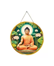 Serene Buddha 12x12 Inch Round Religious Photo Frame | Spiritual Wall Decor For Home Temple, Pooja Room & Office | Divine Wall Art Picture For Worship, Meditation & Gift (F13555)