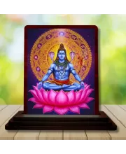 Car Desk/Table Top Lord Shiva Wooden Photo Stand  3x4 Inches, Compact & Stylish Spiritual Display For Car, Home & Office (Pack Of 1) (F14148)