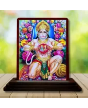 Car Desk/Table Top Lord Hanuman Wooden Photo Stand  3x4 Inches, Compact & Stylish Spiritual Display For Car, Home & Office (Pack Of 1) (F14135)