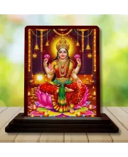 Car Desk/Table Top Goddess Lakshmi Wooden Photo Stand  3x4 Inches, Compact & Stylish Spiritual Display For Car, Home & Office (Pack Of 1) (F14138)